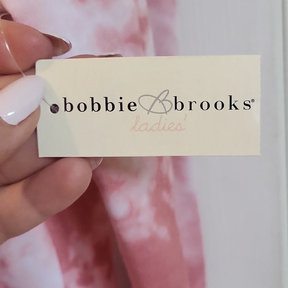 Bobbie Brooks XL Ladies Tie Dye Pink/white Sweatshirt with Hoodie Lounge - Picture 3 of 7